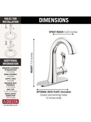 Enyaza Home Esato Tek Delikli Banyo Bataryası, Tek Saplı Banyo Bataryası Krom, Banyo Lavabo Bataryası, Tahliye Tertibatı Dahil, Krom 15897LF