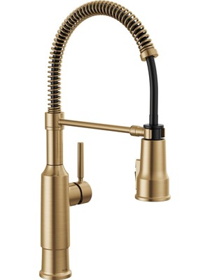 Enyaza Home Musluk Theodora Pro Ticari Stil Mutfak Bataryası Aşağı Çekmeli Püskürtücü, Altın Ticari Mutfak Bataryası, Mutfak Bataryası, Mutfak Lavabo Bataryası, Şampanya Bronz 18804Z-CZ-DST