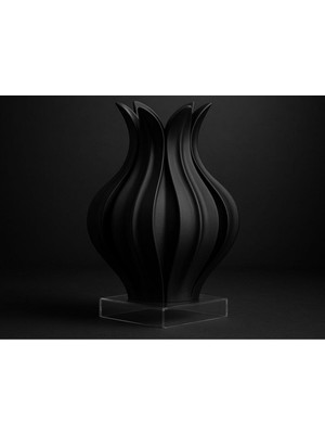 Mays 3D Studio Modern Dalga Tasarımlı Dekoratif Vazo / Obje – 3D Baskı Şık Tasarım Siyah