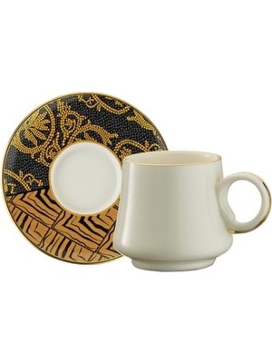 Enyaza Home Sandro Moreno 1453 Kariye Double Yüzük Gold 12 Parça Altı Kişilik Kahve Fincan Takımı 120 ml
