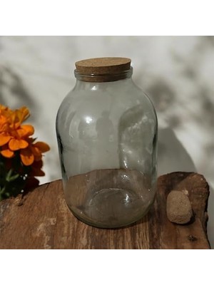 Enyaza Home 3000 cc Nostaljik Mantar Kapaklı Cam Kavanoz – Şık, Doğal ve Büyük Hacimli Gıda Saklama Çözümü