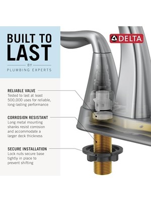 Enyaza Home Musluk Albion Banyo Bataryası, Altın 2 Kulplu Banyo Bataryası, Banyo Lavabo Bataryası, Metal Push-Pop Tahliye Tertibatı, 1.2 Gpm Akış Hızı, Şampanya Bronz 25855LF-CZ