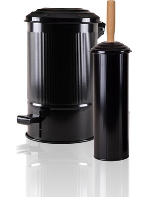 PremiumPort Şık Siyah Çöp Kovası ve Tuvalet Fırçası Seti, Pratik Kullanım