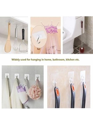 Enyaza Home Kendinden Yapışkanlı Şeffaf Duvar Askısı, Güçlü Ağır Yük Taşıma Askısı, 6X6CM, Pembe, 10 Adet
