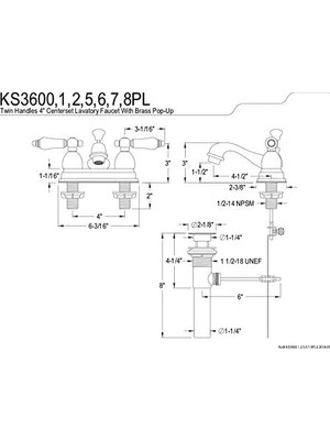 Enyaza Home KS3602PL Restorasyon 10 cm Merkez Seti Porselen Kol Saplı Lavabo Musluğu, Cilalı Pirinç