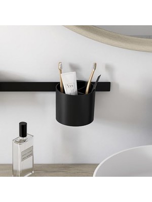 Enyaza Home Wallstoris Duvar Çubuğu, 70 Cm, Banyo Saklama, Yapıştırma Veya Delme Için Saklama Sistemi Için Sabitleme Çubuğu, Mat Siyah