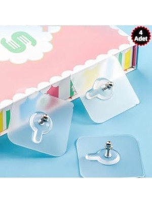 Enyaza Home Kapı Arkası Elbise Askısı Kendinden Yapışkanlı Şeffaf Vidalı Havlu Askısı 4 Adet