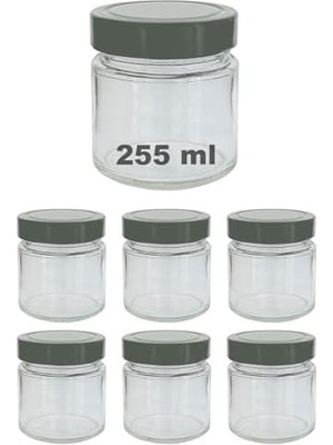 Enyaza Home Afracam 255 ml Kavanoz Metal Derin Kapaklı 255 cc Şeffaf Reçel, Marmelat Cam Kavanoz Deep 6 Adet (Gümüş Kapak)