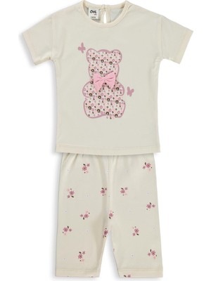 Civil Baby Ayıcık Baskılı Fiyonklu 6-18 Ay Takım - Fil Dişi