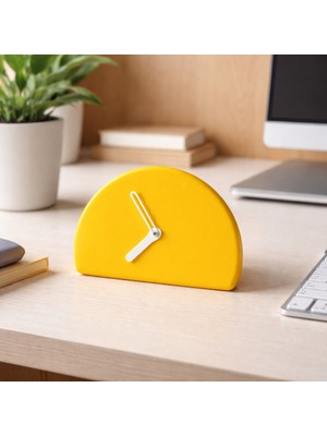 Basart Modern  Minimalist Yarım Daire Masa -5 Renk Seçeneği Saati Oval Tasarım Sessiz Çalışma Özelliği