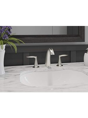 Enyaza Home K-45102-4-BN Alteo Banyo Bataryası, Banyo Lavabo Bataryası, Alteo Koleksiyonu, Fırçalanmış Nikel Metal Tahliyeli 2 Saplı Yaygın Musluk