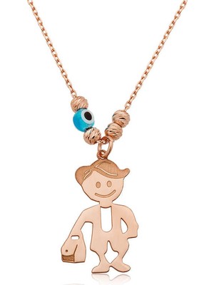 Elwes 925 Ayar Gümüş Rose Erkek Çocuk Kolye