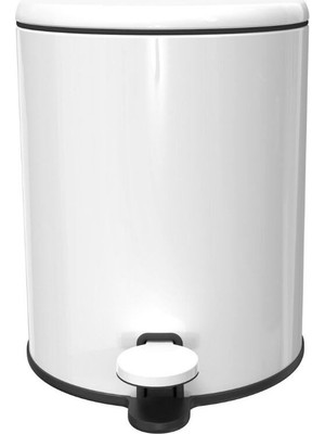 PremiumPort Primanova Cigo Pedallı Çöp Kovası, 6 Lt, Mat Beyaz/gri, Modern Tasarım