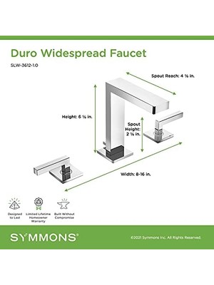 Enyaza Home SLW-3612-1.0 Duro Iki Saplı Geniş Lavabo Musluğu, Krom, 1.0 Gpm