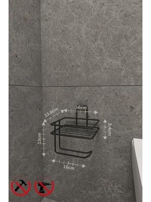 Enyaza Home Banyo Yapışkanlı Raflı Tuvalet Kağıtlığı - Mat Siyah Metal, Paslanmaya Dayanıklı Deliksiz Banyo Düzenleyici Raf ve Wc Kağıtlık Askısı