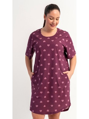 Vienetta Pamuklu Kadın Büyük Beden Kısa Kol Gecelik, 601027