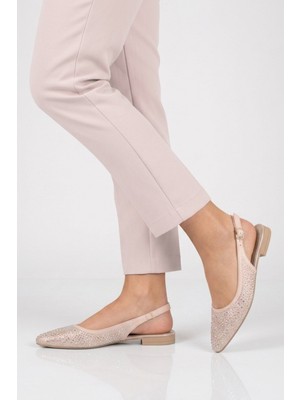 Ayakmod Bej Taş Işlemeli Kadın Abiye Ayakkabı 354230 Z