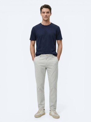 Kip Lacivert Düz Pamuk Karışımlı T-Shirt