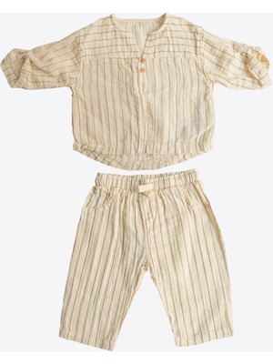 Kitikate Organik Boho Striped Müslin 2'li Takım Natural