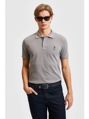U.S. Polo Assn. Erkek Slim Fit Polo Yaka Gri Basic Tişört 50322304-VR024