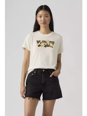 Levi's Kadın Premium Grafik Baskılı Favori Kısa Kollu Bej Tişört - 005GV-0019