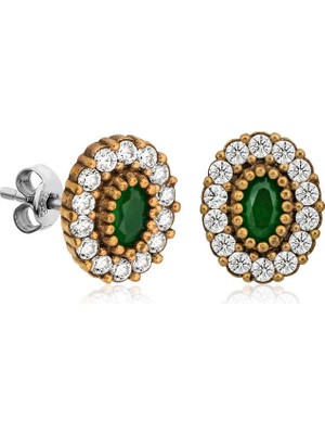 Elwes Gümüş Otantik Oval Çivili Küpe