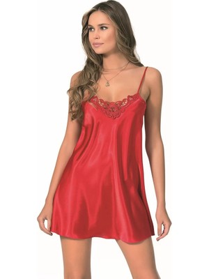 Modenya Kırmızı kısa Saten Gecelik