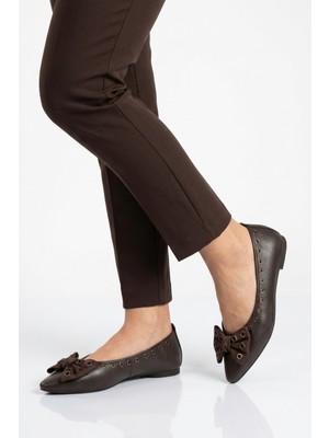 Ayakmod Kahve Hafif Esnek Kadın Babet Ayakkabı 351092 Z