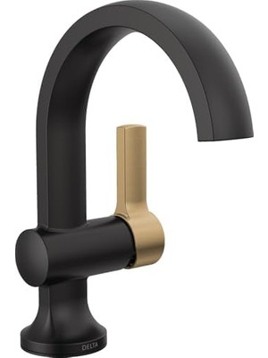 Enyaza Home Musluk Albion Tek Delikli Banyo Bataryası, Siyah/altın Tek Kolu Banyo Bataryası, Banyo Lavabo Bataryası, Metal Push Pop-Up Tahliye Grubu, Mat Siyah/şampanya Bronz 15855LF-GZ