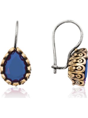 Elwes Gümüş Mavi Damla Otantik Kadın Küpe