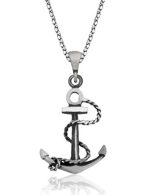 Elwes 925 Ayar Gümüş Denizci Çapası Erkek Gümüş Kolye