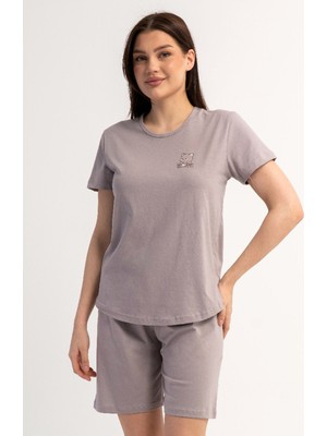 Vienetta Pamuklu Kadın Kısa Kol Şortlu Pijama Takım, 512073