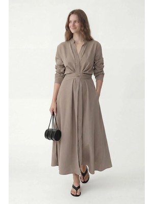 Antioch Vizon 100% Lyocell Kuşaklı Kadın Elbise