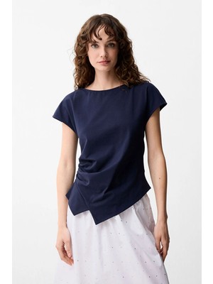 adL Asitmetrik Bluz Lacivert 11546887000