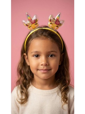 Katia & Bony Kız Çocuk 3D Unicorn Parıltılı Sarı Taç