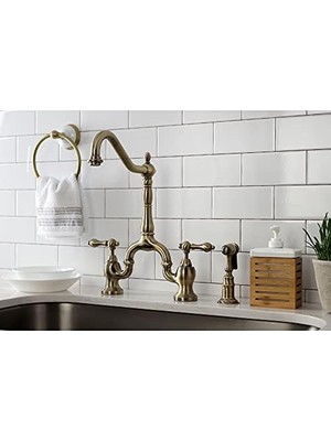 Enyaza Home KS7753ALBS Ingiliz Country Köprüsü Mutfak Bataryası, Antik Pirinç