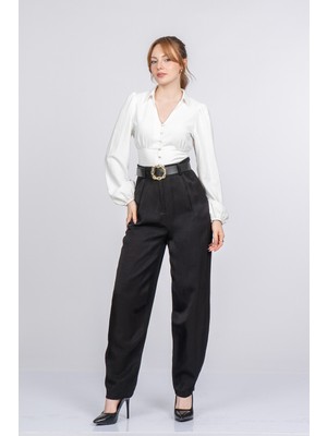 MissVina Rosaria Balon Form Dar Paça Kumaş Pantolon