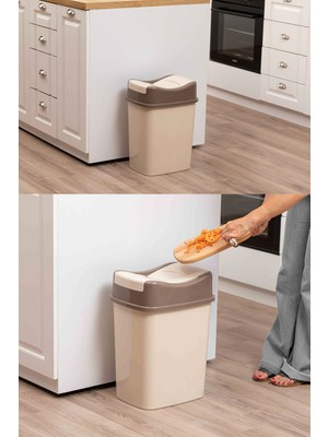 PremiumPort 8 Litre Kapaklı Modern Çöp Kutusu, Mutfak, Banyo ve Ofis Için Pratik