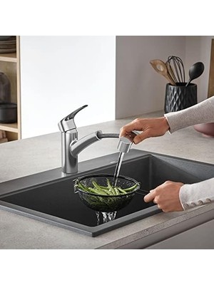 Enyaza Home 30306DC1 Eurosmart Çift Püskürtme Pull-Out Mutfak Bataryası Püskürtücülü Supersteel (Paslanmaz Çelik)