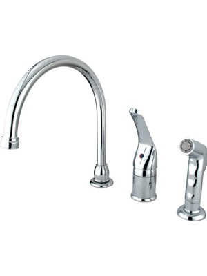 Enyaza Home KB821 Chatham Tek Kollu Mutfak Bataryası Püskürtücülü Sabunluksuz, 22 Inç, Parlak Krom