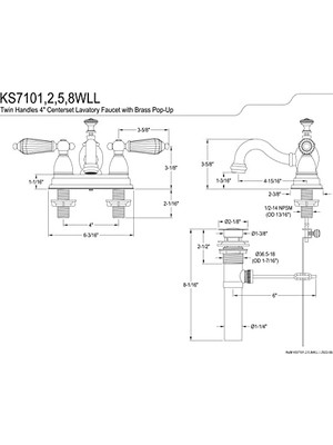 Enyaza Home KS7101WLL Wilshire 10,16 cm Merkezli Lavabo Musluğu, Pirinç Açılır Kap, Krom, 10,64 cm Çıkış Erişimi