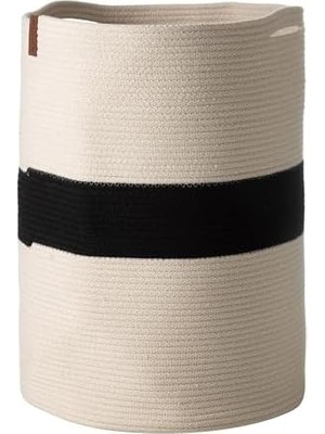 Enyaza Home Venus Çamaşır Sepeti Siyah Ekru 35X35X45