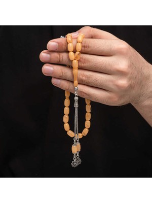 Elwes Gümüş Püskül Sıkma Kehribar Tesbih