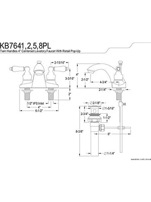Enyaza Home KB7642PL Ingiliz Country Banyo Musluk Seti Abs Pop-Up Drenaj Ile, 12 Cm, Parlak Pirinç