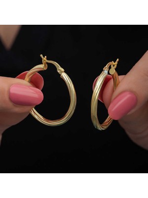 Elwes Gümüş Gold 3 mm Burgu Şarnel Küpe