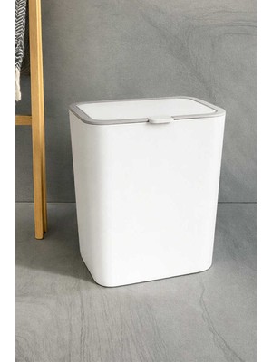 PremiumPort Beyaz Flip 6 Lt Banyo ve Mutfak Tezgah Üstü Çöp Kovası
