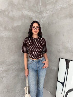 Noa Noa Kısa Kollu Puantiyeli Bluz