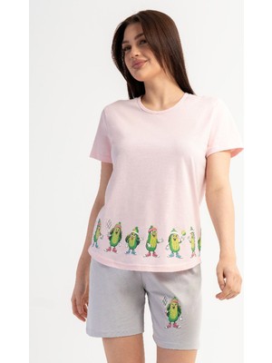 Vienetta Pamuklu Kadın Kısa Kol Şortlu Pijama Takım, 601156