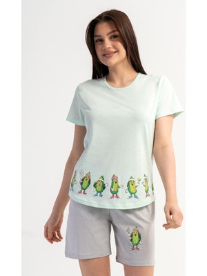 Vienetta Pamuklu Kadın Kısa Kol Şortlu Pijama Takım, 601156