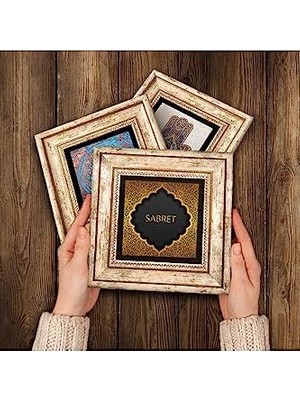 Enyaza Home Dua Et, Şükret, Sabret Taş Duvar Tablosu - Çerçeveli Taş Tablo - Dekoratif Duvar Sanatı - Modern Ev ve Ofis Duvar Dekoru T3-31